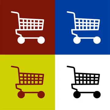 Shopping cart flat icon vector illustration symbol Isolated template. Illustrazione stock