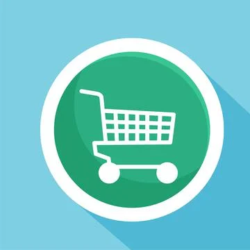 Shopping cart flat icon vector illustration symbol Isolated template. Illustrazione stock