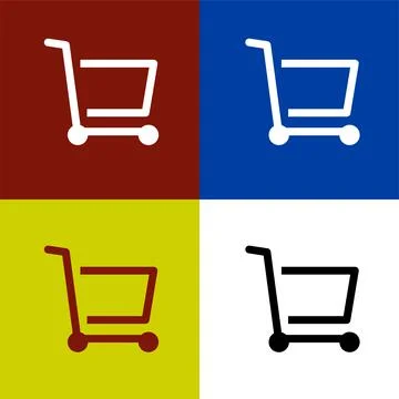 Shopping cart flat icon vector illustration symbol Isolated template. Illustrazione stock