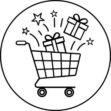 Shopping cart full of gift boxes icon Stock Illustration