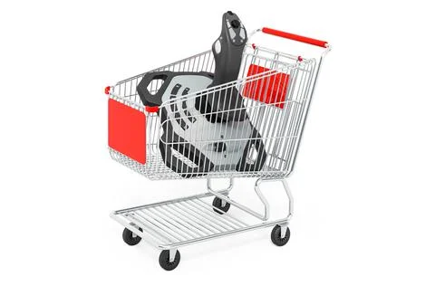 Shopping cart with game controller, 3D rendering Stockillustratie