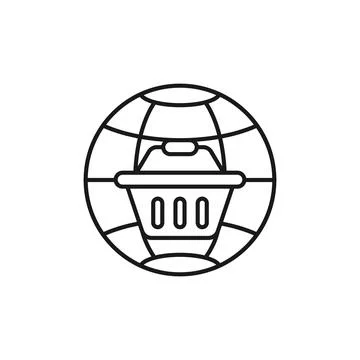 Shopping Cart with Globe icon Vector Design. Shopping Cart icon with Globe de Stock Illustration