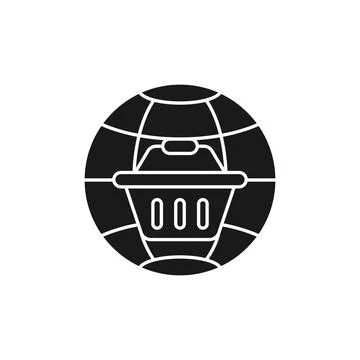 Shopping Cart with Globe icon Vector Design. Shopping Cart icon with Globe de Illustrazione stock