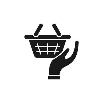 Shopping Cart with Hand icon Vector Design. Shopping Cart icon with Hand Gest Stock Illustration