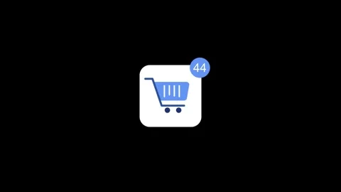 Shopping cart icon with notification badge animation Stock Footage 342003104