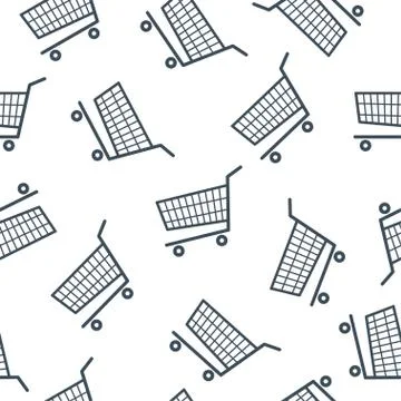 Shopping cart icon seamless pattern on white background. Stock Illustration