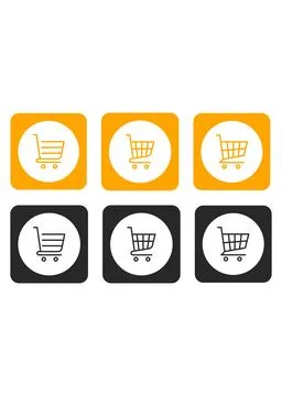Shopping Cart Icon Set for E-Commerce App Stock Illustration