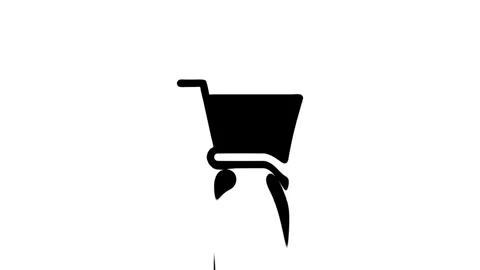 Shopping cart icon on white background Stock Footage 327761479