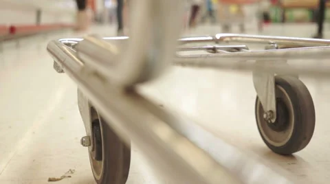 Shopping Cart Low Angle Both Wheels Fast Stock Footage 47045062