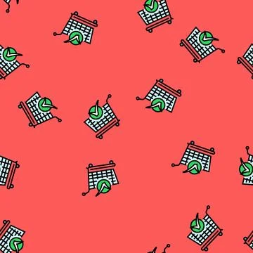 Shopping cart mark circle vector seamless pattern Illustrazione stock