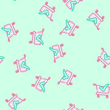 Shopping cart mark circle vector seamless pattern Stock Illustration