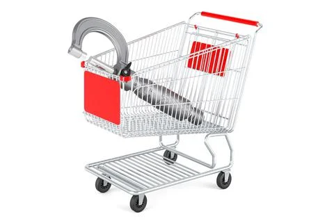 Shopping cart with micrometer, 3D rendering Ilustración de archivo