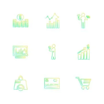 Shopping , cart , money , graph , user interface , eps icons set vector 스톡 일러스트