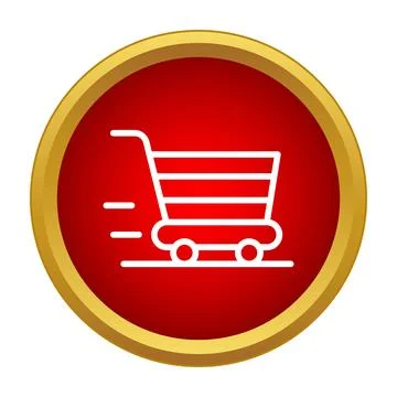 Shopping cart moving fast on a red button Stock Illustration