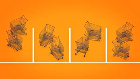 Shopping cart in parking. 3d rendering Stock Illustration