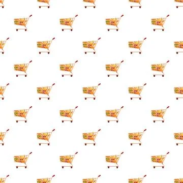 Shopping cart pattern creating a retail consumerism background Stock Illustration