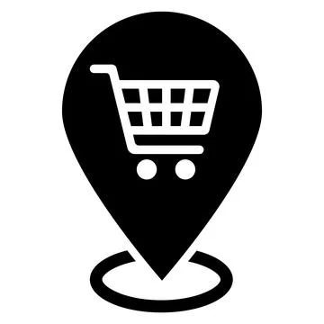 Shopping cart pin icon. shop location logo illustration. Map marker with Shop Stock Illustration