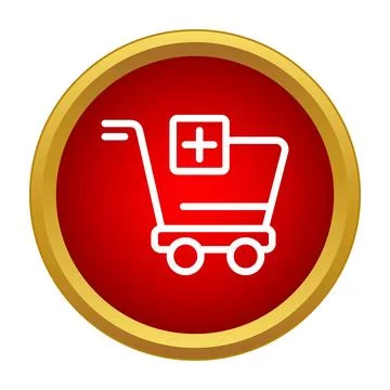 Shopping cart with plus sign button adding items to retail 库存插图