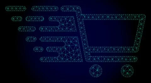 Shopping Cart Polygonal Frame Vector Mesh with Fast Motion Effect Stock Illustration