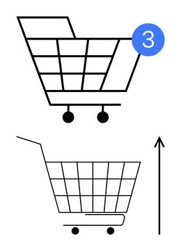 Shopping Cart Progress Tracker with Incremental Steps and Arrow Indicator Stock Illustration