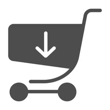 Shopping cart with put down solid icon. Online shopping vector illustration Stock Illustration