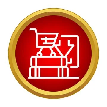 Shopping cart receiving delivery of parcels icon 스톡 일러스트