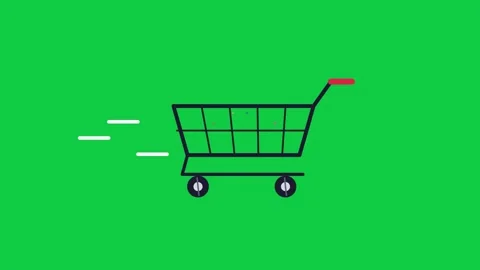 Shopping cart rolling while items drop in Видео 348279912