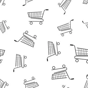 Shopping cart seamless pattern background. Business concept vector illustrati イラスト素材