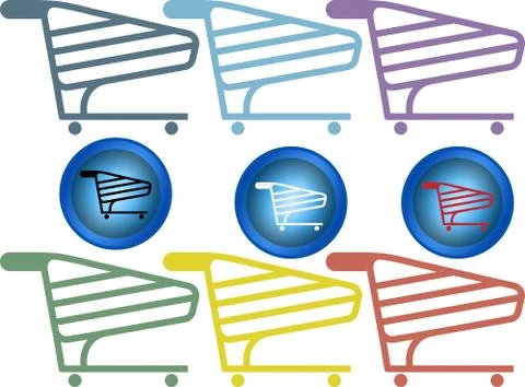 Shopping cart set Stock Illustration