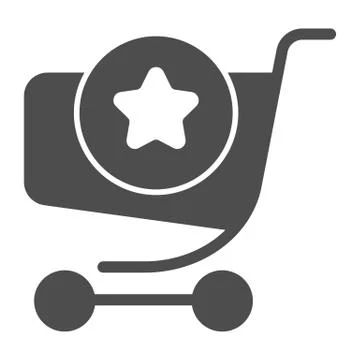 Shopping cart with a sign solid icon. Market trolley vector illustration Stock Illustration
