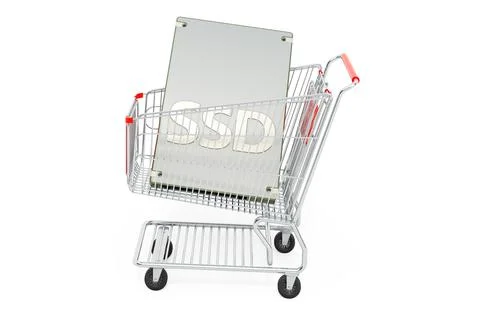 Shopping cart with SSD, 3D rendering イラスト素材