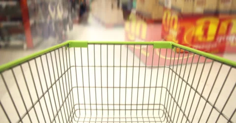 Shopping Cart in Supermaket Stock Footage 59589659