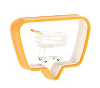 Shopping cart in a text bubble isolated Stock Illustration