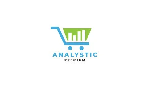 Shopping cart trolley analytic graph logo design Stock Illustration