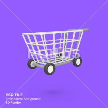Shopping cart trolley isolated 3d render icon illustration PSD Template