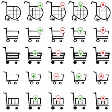Shopping cart vector set on white background Stock Illustration