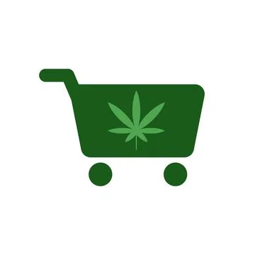 Shopping cart with weed leaf vector icon Illustrazione stock