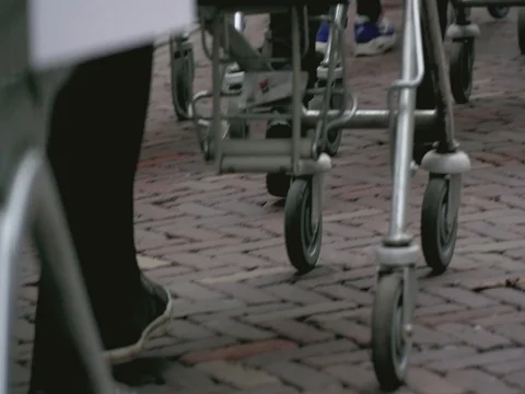 Shopping-carts-crowd-raging-streets-utrecht-netherlands Stock Footage 75758482