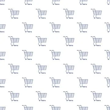 Shopping carts pattern creating retail commerce background Stock Illustration