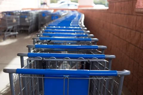 Shopping Carts in a Row Stock Photos