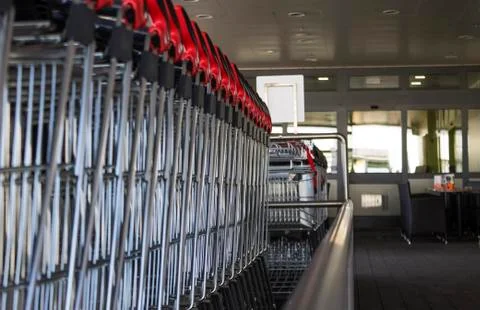 Shopping carts in a row Stock Photos