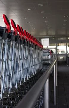 Shopping carts in a row Stock Photos
