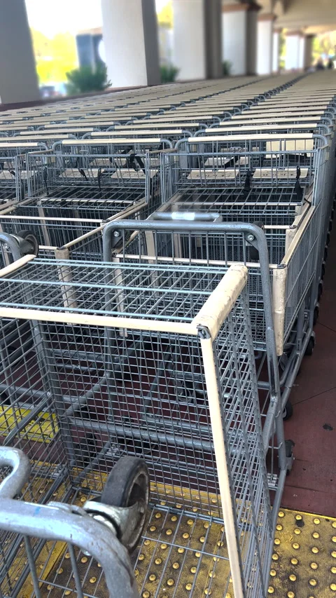 Shopping carts vertical video Stock Footage 308047143