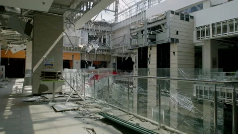 A shopping center blown up by a rocket Stock Footage 204121163