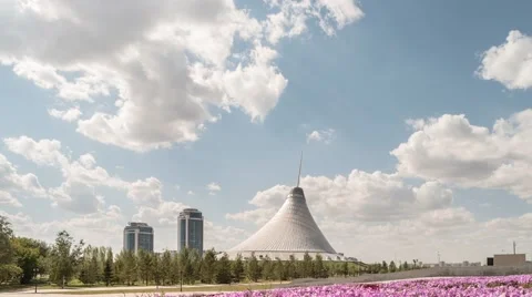 The shopping center built in the shape marquee. Khan Shatyr, Astana, Kazakhstan Stock Footage