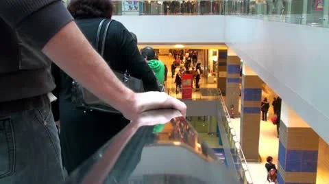 Shopping center escalator Stock Footage 10900325