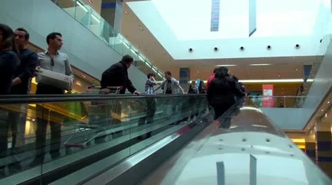 Shopping center escalator Stock Footage 10900339