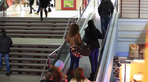Shopping center escalator Stock Footage 35603452