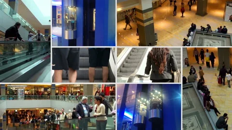 Shopping center escalator Stock Footage 54567668