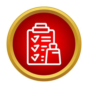 Shopping checklist with bag on red circle icon Stock Illustration